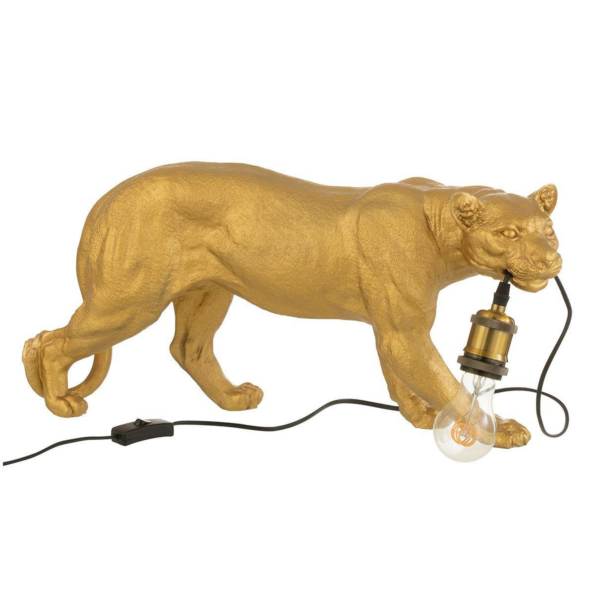 Voir la diapositive 1 : J-LINE Lampe à Poser en Résine  Puma  58cm Or
