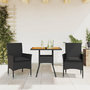 Voir la diapositive 1 : VIDAXL Ensemble a manger de jardin et coussins 3 pcs noir rotin acacia
