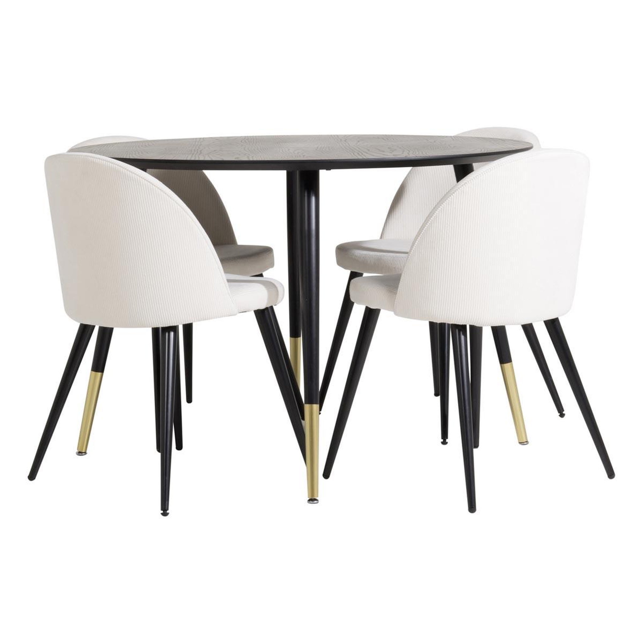 Paris Prix Ensemble table à manger & 4 chaises  dipp & velvet  115cm noir & crème