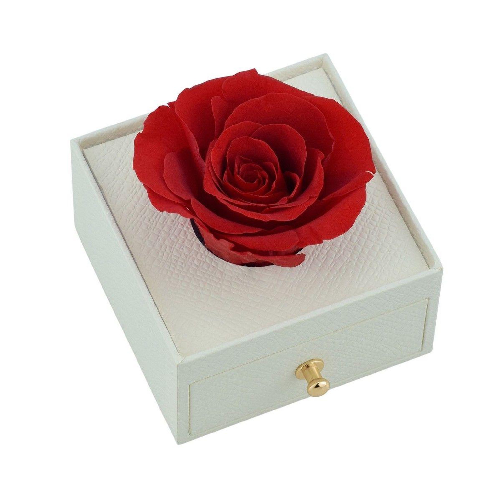 Voir la diapositive 3 : SC CRYSTAL Boite à bijoux décorée d'une rose éternelle - stabilisée rouge