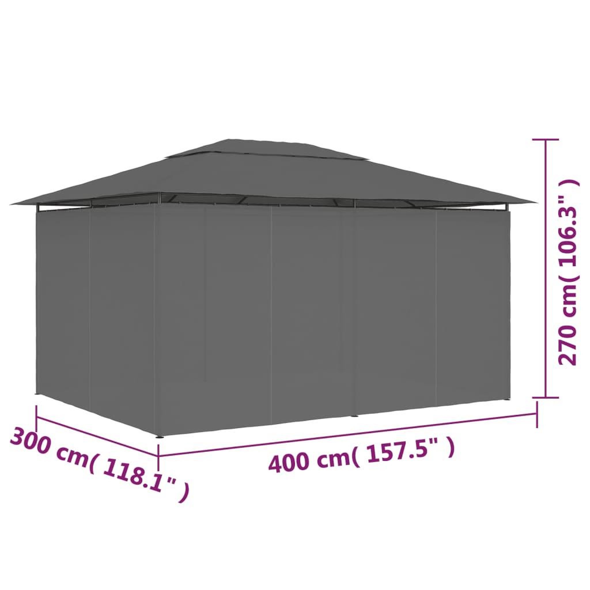 Voir la diapositive 6 : VIDAXL Tonnelle de jardin avec rideaux 4 x 3 m Anthracite