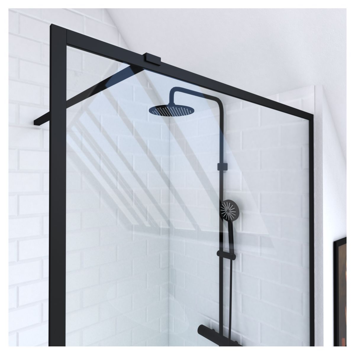 Aurlane Paroi de douche à l'italienne noir 140x200 cm - DARK EDGE 140