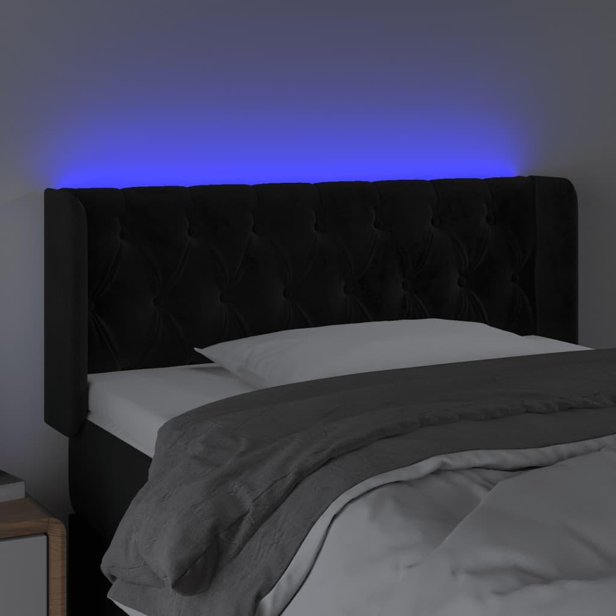 Voir la diapositive 4 : VIDAXL Tete de lit a LED Noir 103x16x78/88 cm Velours