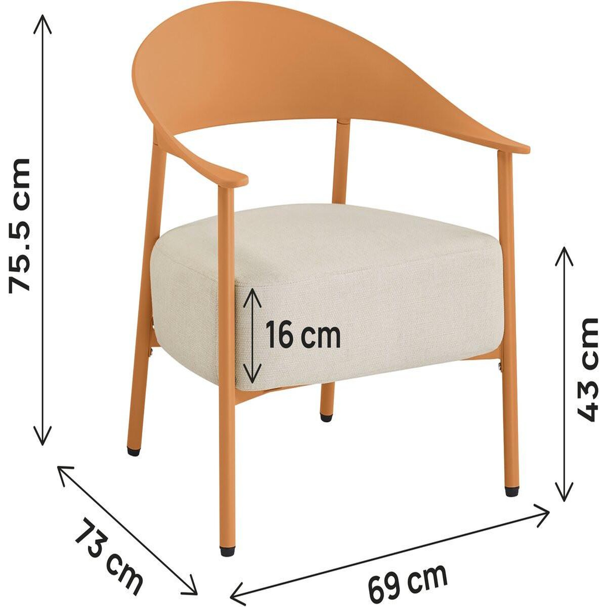 Voir la diapositive 3 : Habitat et Jardin Lot de 2 fauteuils de jardin en plastique et métal  céora  - orange