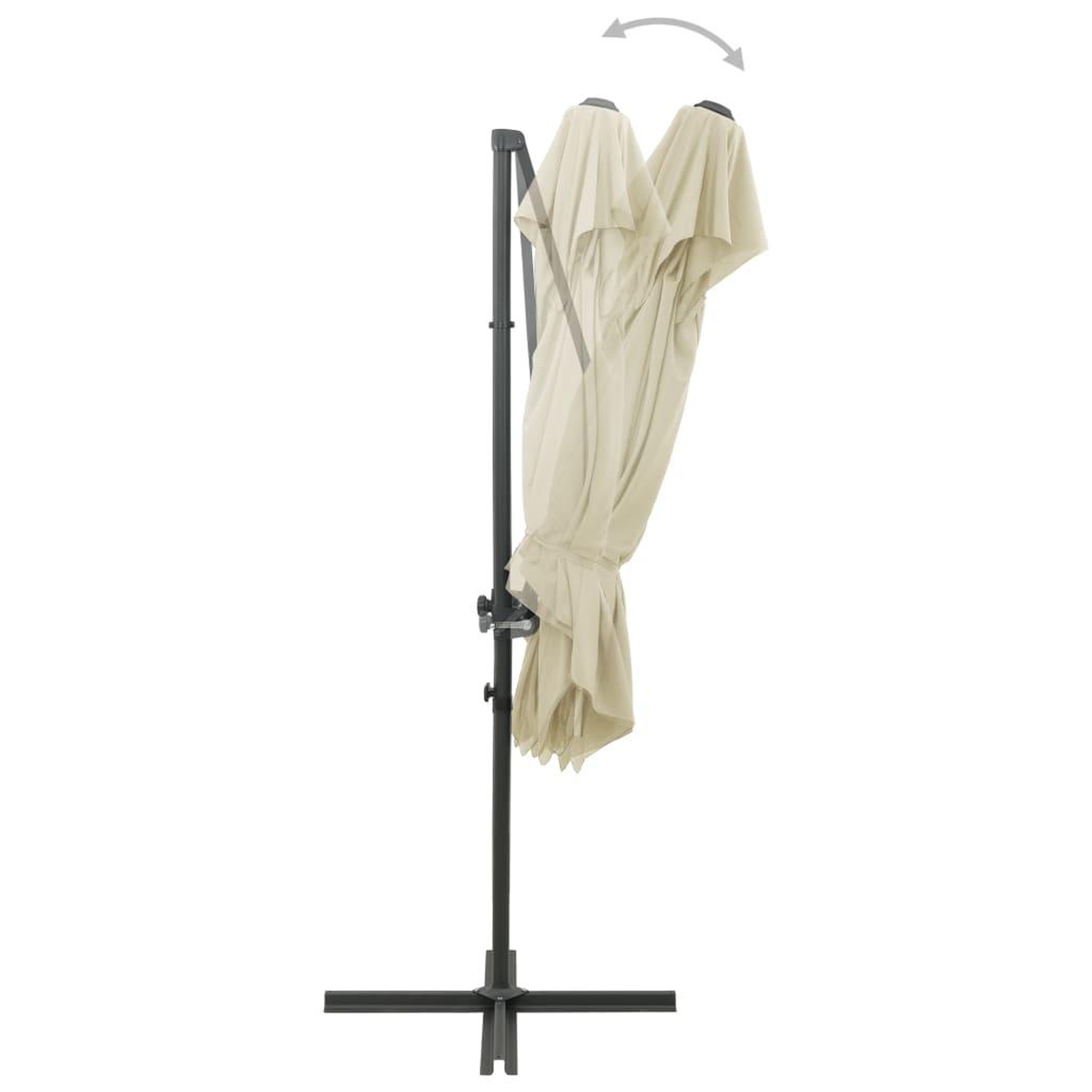 Voir la diapositive 5 : VIDAXL Parasol de jardin en porte-a-faux a double toit Sable 250x250cm
