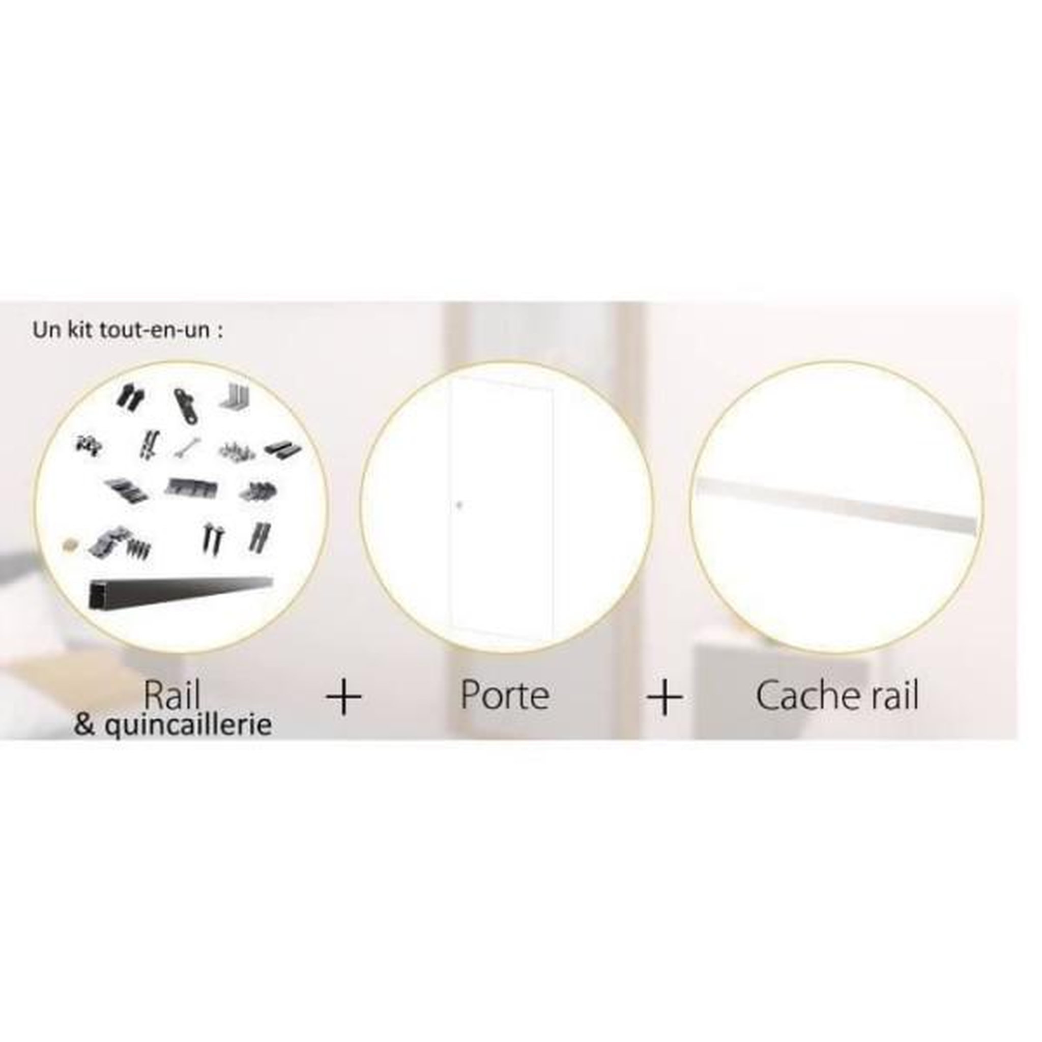 Voir la diapositive 5 : OPTIMUM Optimum - kit porte coulissante + rail + bandeau pret a peindre - h.204xl.83xp.4 cm - blanc