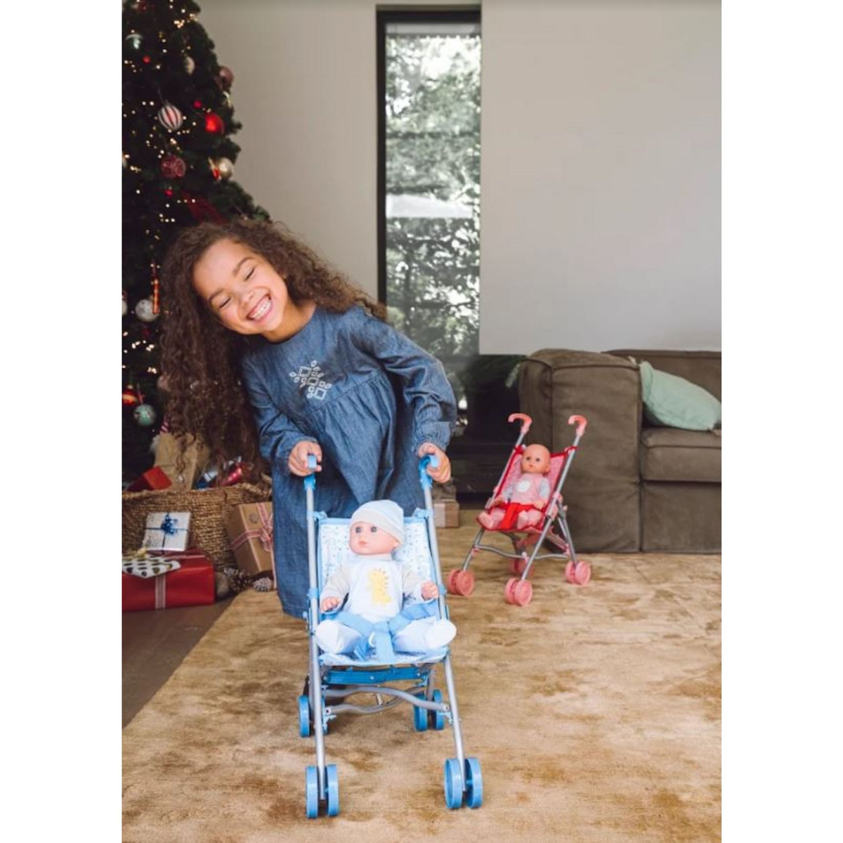 One Two Fun Mon bébé 35cm et sa poussette - Set bleu