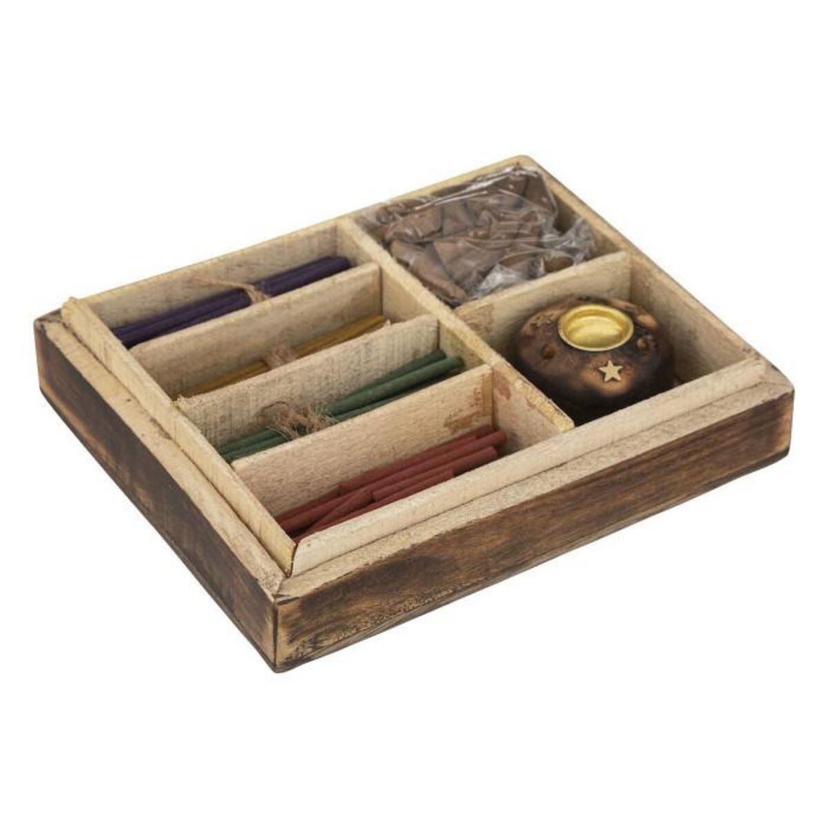 ATMOSPHERA Coffret d'Encens en Bois  Taly  25cm Marron
