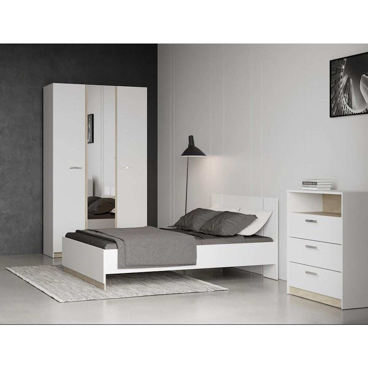 Habitat et Jardin Lit Double en bois  Watson  - 140 x 200 cm - Blanc