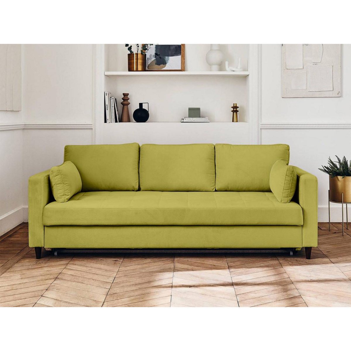 LISA DESIGN Anna - canapé droit 3 places convertible avec poche en velours