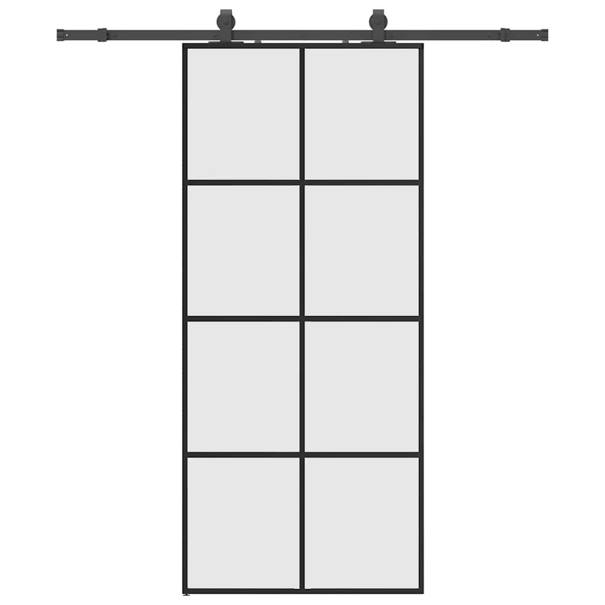 Voir la diapositive 2 : VIDAXL Porte coulissante kit de quincaillerie noir 90x205 cm verre ESG