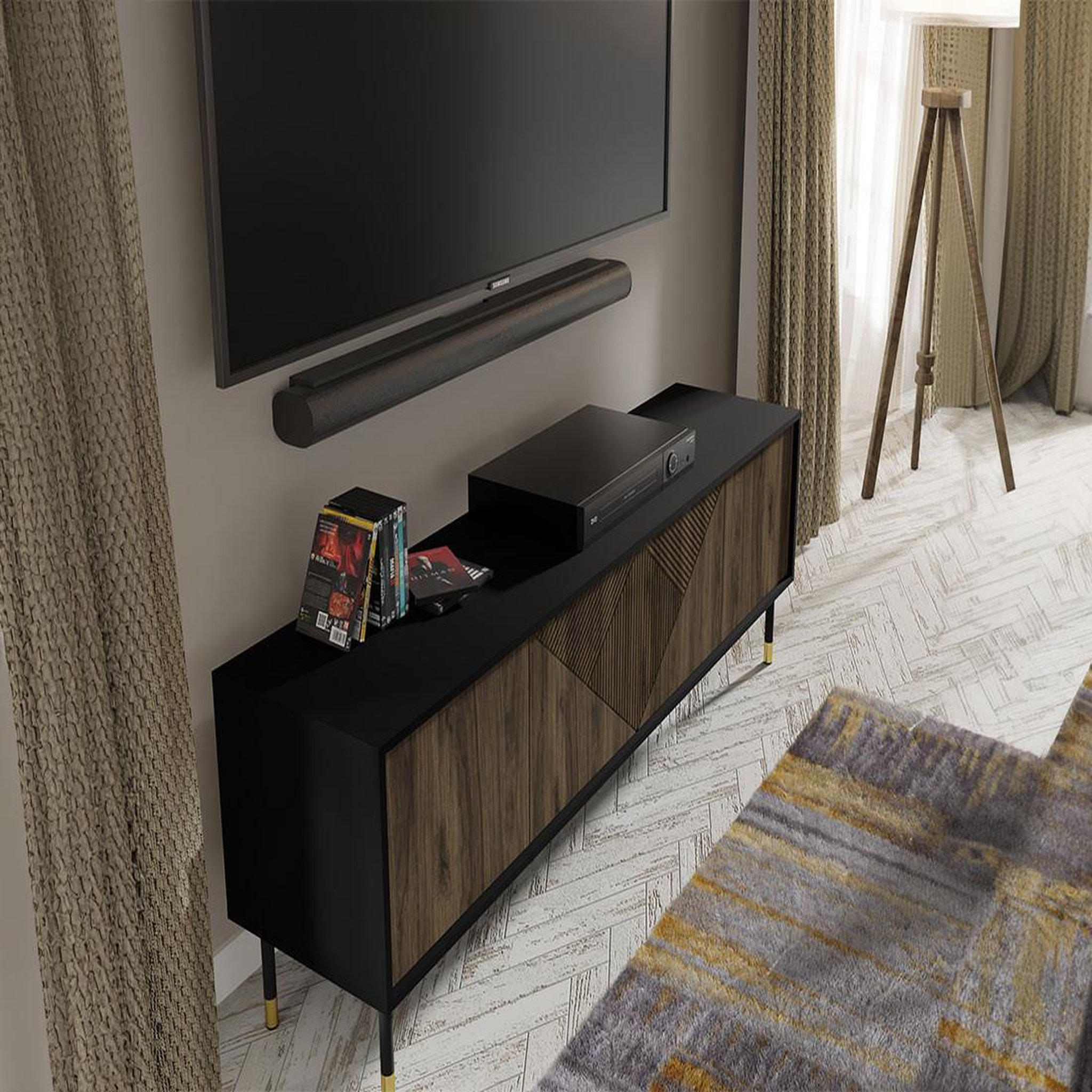 Voir la diapositive 4 : BEST MOBILIER Kirua - meuble tv - 4 portes - 180 cm