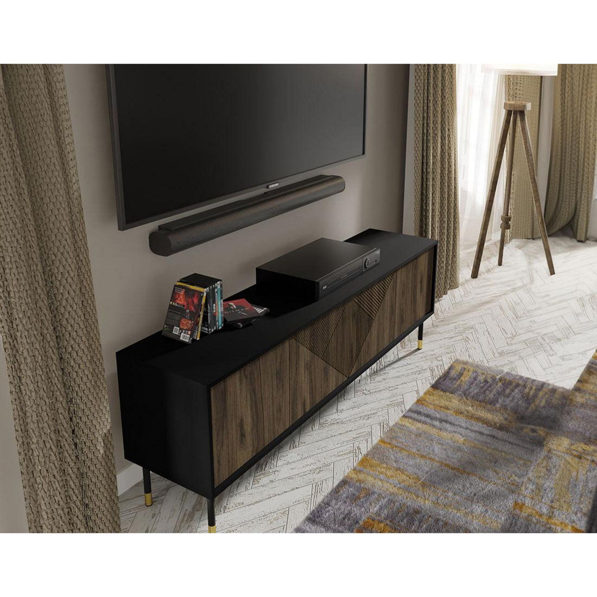 BEST MOBILIER Kirua - meuble tv - 4 portes - 180 cm