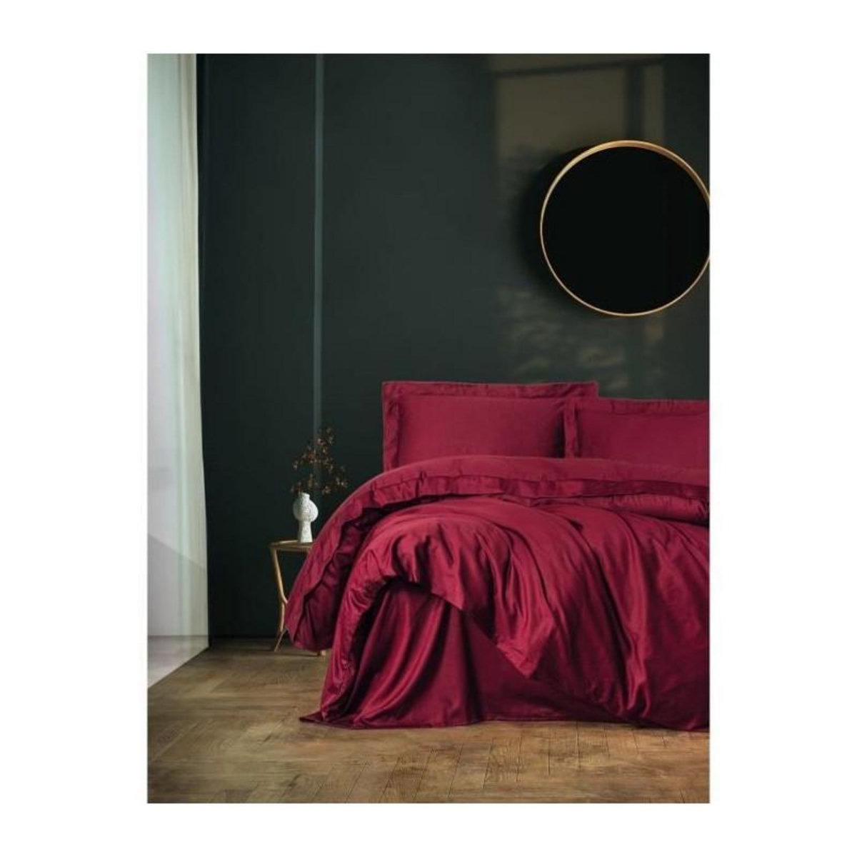GENERIQUE Parure de lit - 129CTF24607 - 1 housse de couette 220 x 240 cm + 2 taies d'oreiller 60 x 60 cm - Satiné 100% coton - Rouge