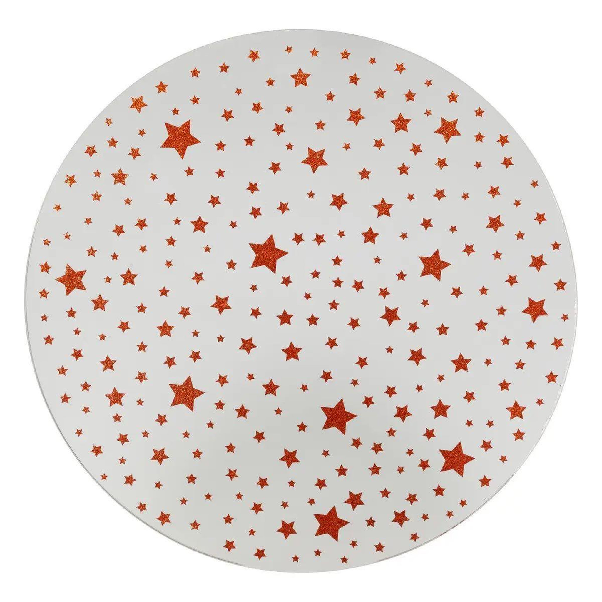ATMOSPHERA Plateau pour bougie miroir  étoile  30cm blanc & rouge