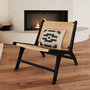 Voir la diapositive 2 : MAISON PAVANE Fauteuil en bois de teck noir et tressage chevron en rotin-Kilka