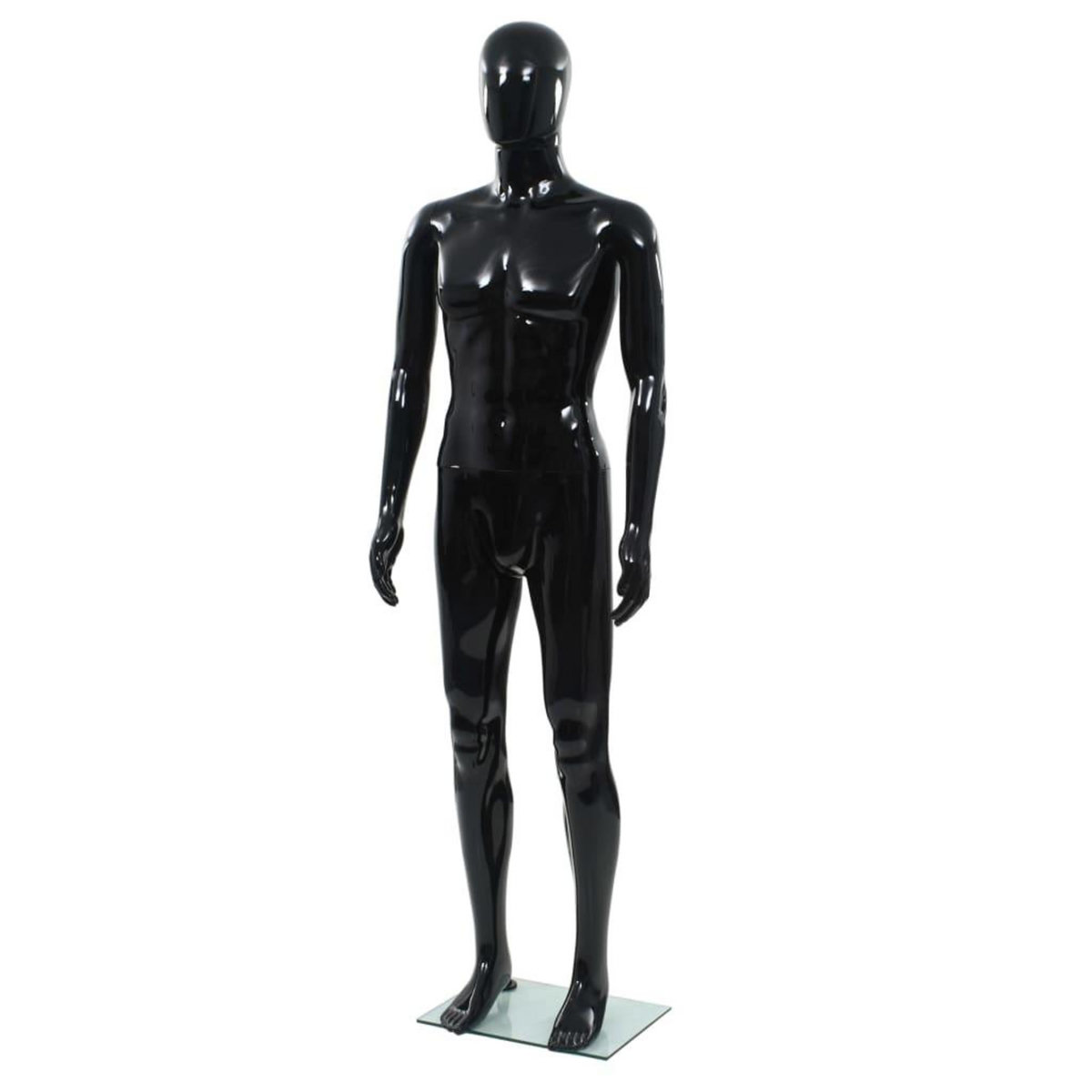 VIDAXL Mannequin homme corps complet base verre Noir brillant 185 cm