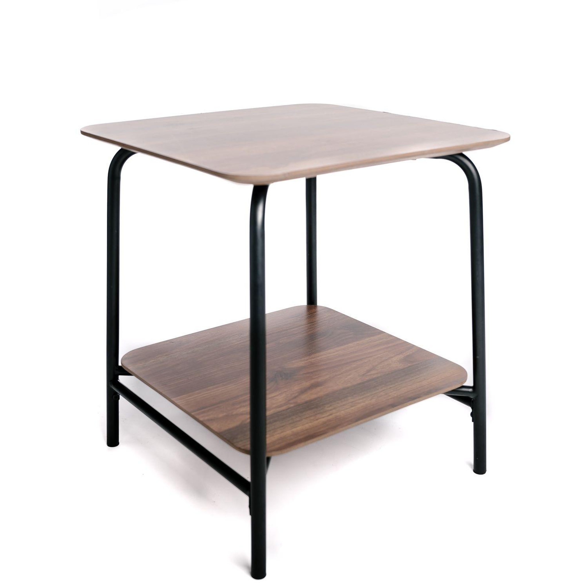 Voir la diapositive 4 : KB8 Table d'appoint en métal et mdf avec 1 étagère - marron et noir