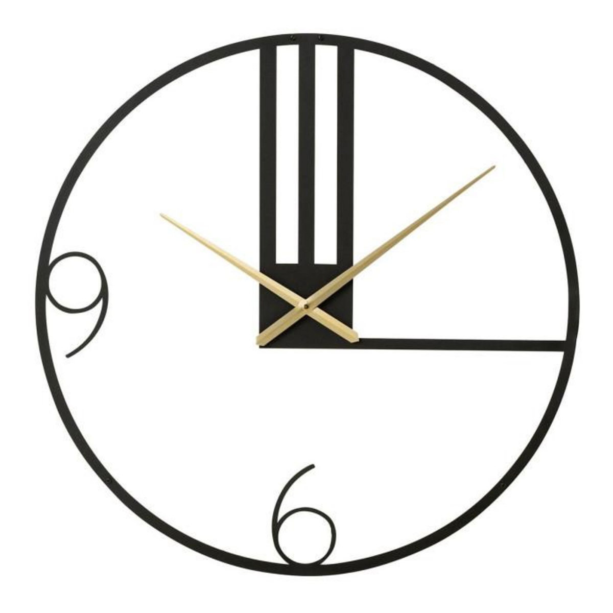 Paris Prix Horloge Murale en Métal  Lignes  69cm Noir