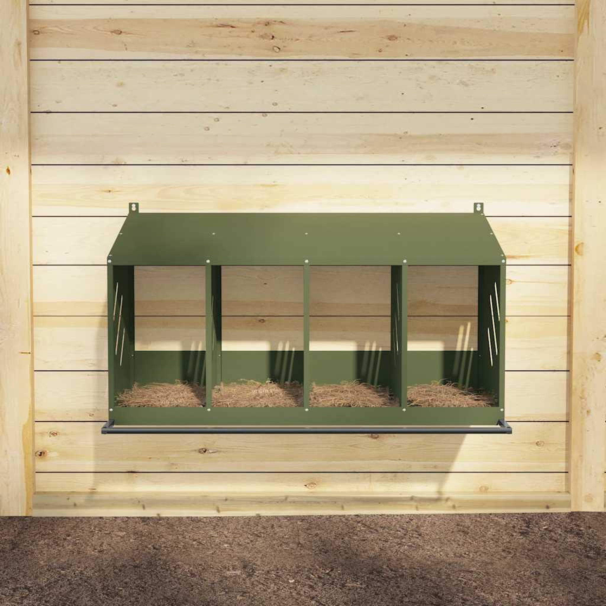 Voir la diapositive 3 : VIDAXL Nichoir a poules avec 4 compartiments vert olive metal
