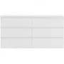 MARKET24 Commode - Meuble  CHELSEA 6 Tiroirs - Couleur blanc mat - L 154 x P 42,2 x H 79,9 cm