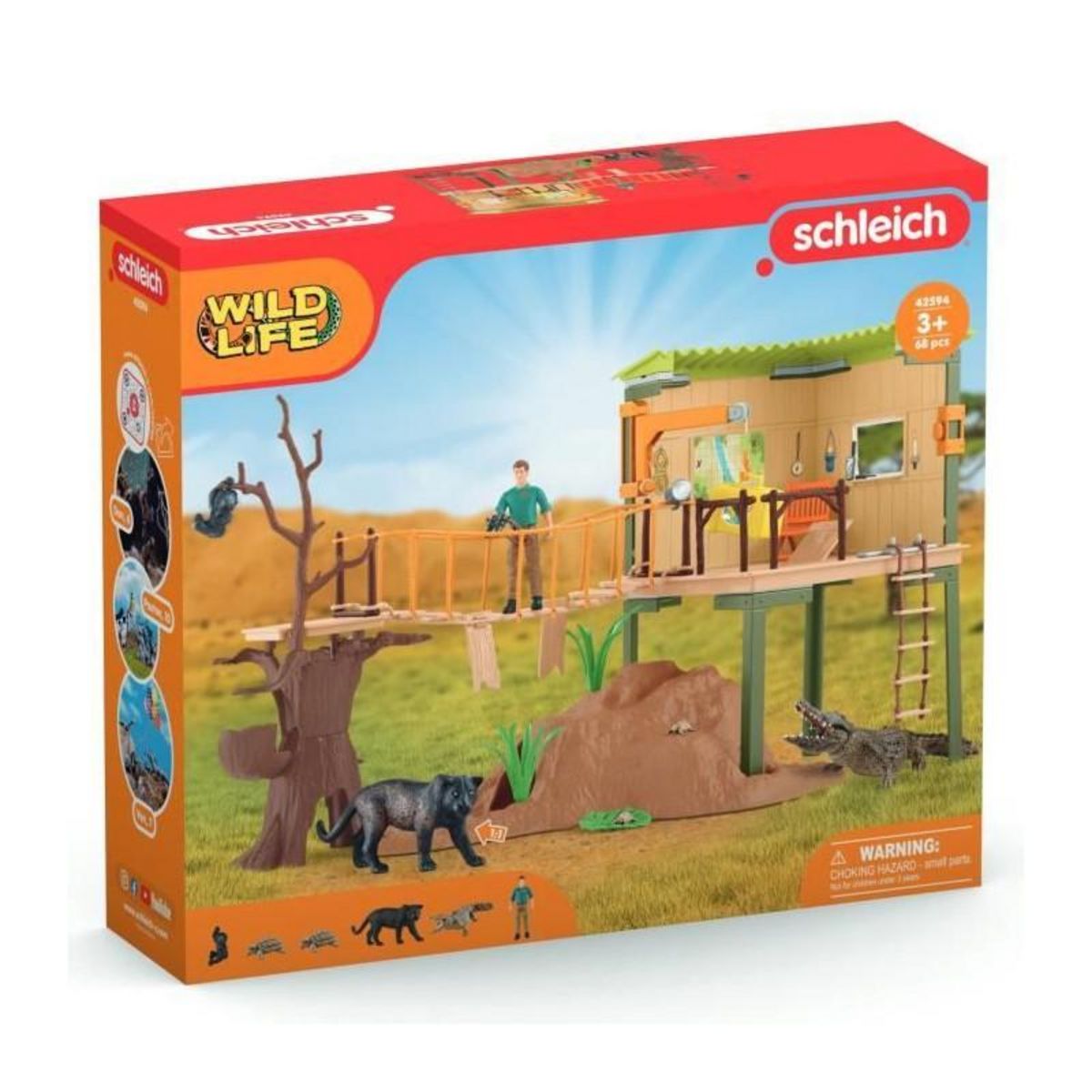 Schleich Coffret Station d'aventures sauvages, figurines animaux sauvages, Schleich 42594 Wild Life, Pour enfant des 3 ans