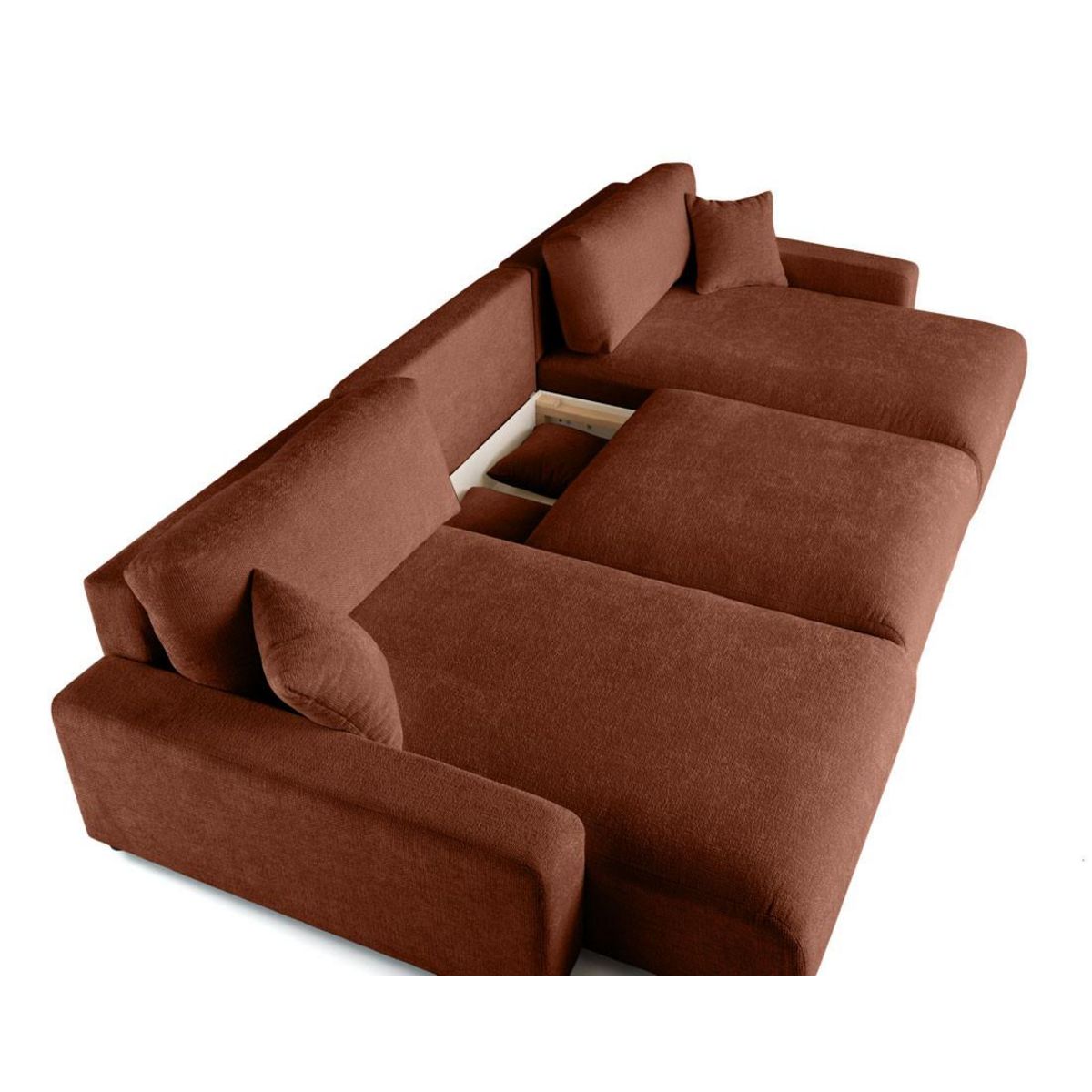 LISA DESIGN Pivoine - canapé panoramique en u - 7 places - convertible avec coffre - en velours texturé