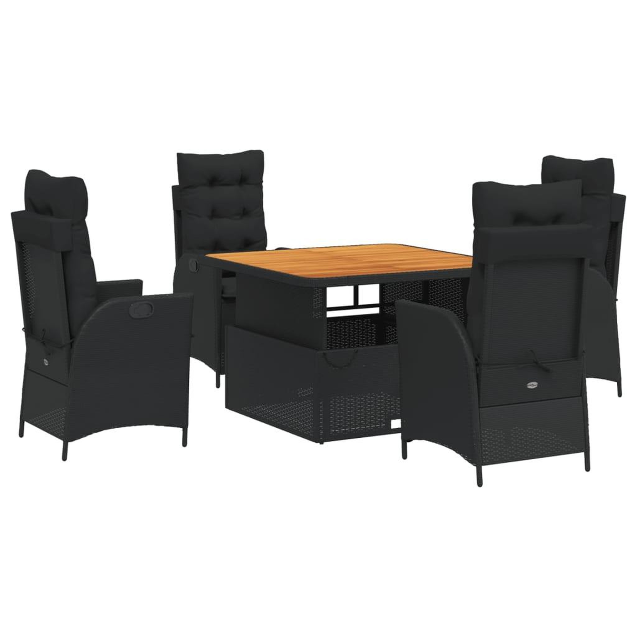 Voir la diapositive 2 : VIDAXL Ensemble a manger de jardin coussins 5pcs Noir Resine tressee