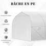 Voir la diapositive 5 : OUTSUNNY Serre tunnel de jardin dim. 3,5L x 3l x 2H m porte + 6 fenêtres enroulables acier galvanisé bâche PE haute densité blanc