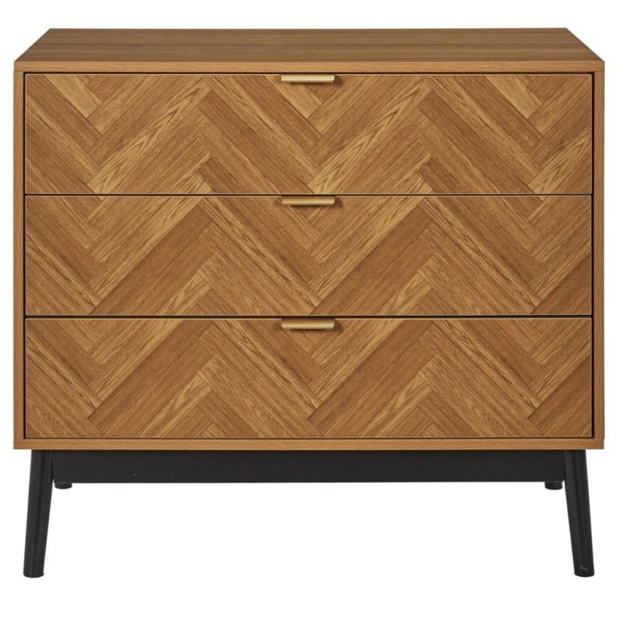 The Home Deco Factory Commode 3 tiroirs avec poignées dorées