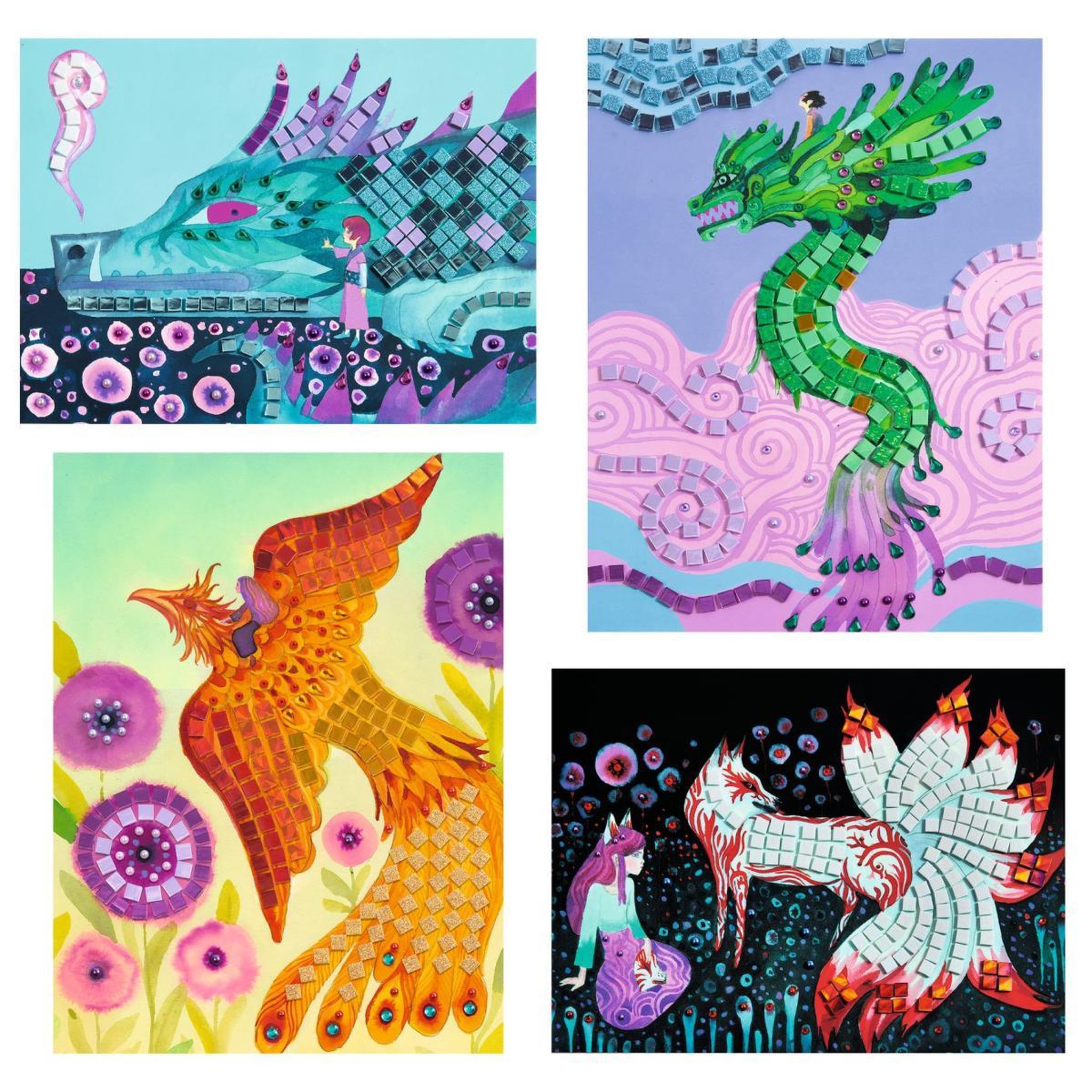 Voir la diapositive 2 : Djeco Coffret de Mosaique - Creatures Legendaires