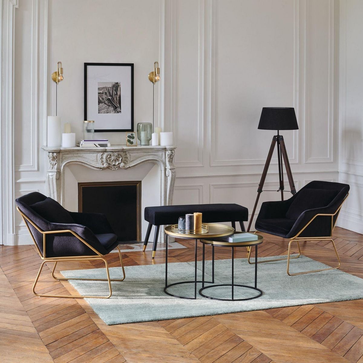 ATMOSPHERA Banc en Polyester effet velours Salomé