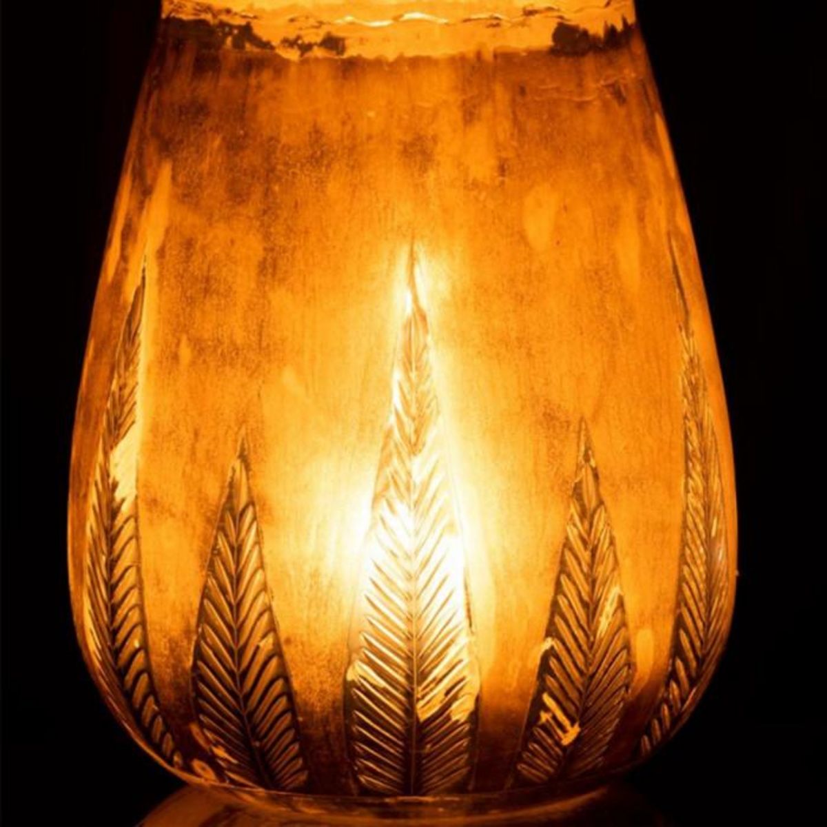 Paris Prix Photophore Design Rond  Feuilles  31cm Argent