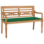 Voir la diapositive 1 : VIDAXL Banc Batavia avec coussin vert 120 cm Bois de teck massif