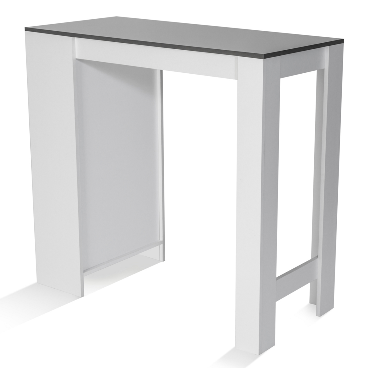 ID MARKET Table de bar BARTH 2 à 4 personnes bois blanc plateau gris