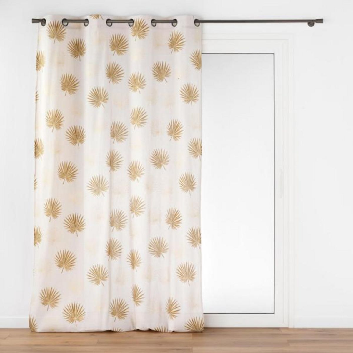 Paris Prix Rideau à Œillets Imprimé Métallisé  Lotus  140x240cm Ocre