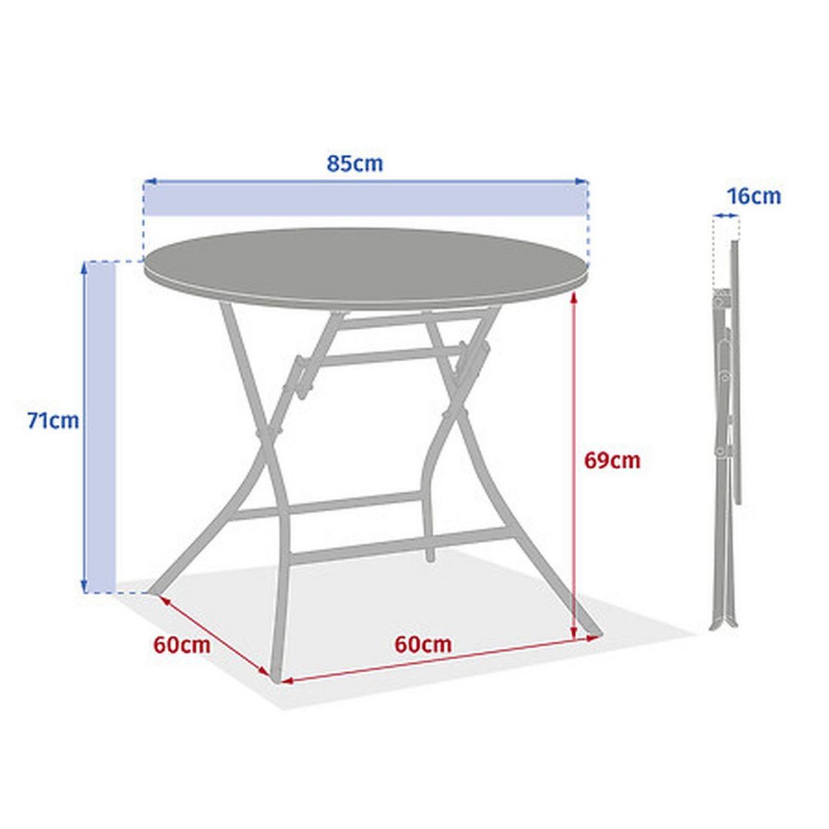 HESPERIDE Table de jardin pliante ronde 4 places GREENSBORO - Argile