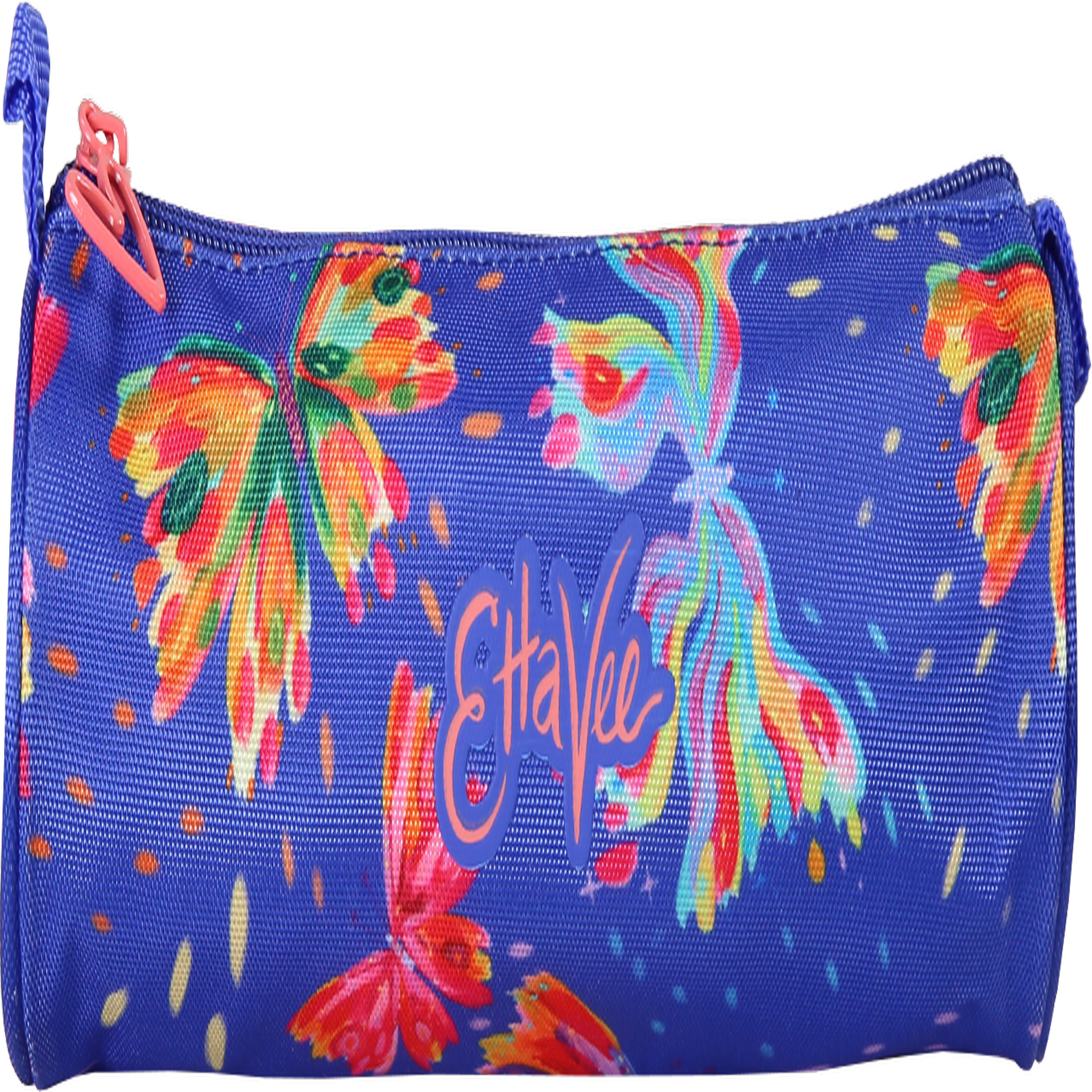 Bagtrotter Ettavee - Trousse scolaire ronde Fly With Me - Fille - Bleu multicolore Papillon - 1 compartiment