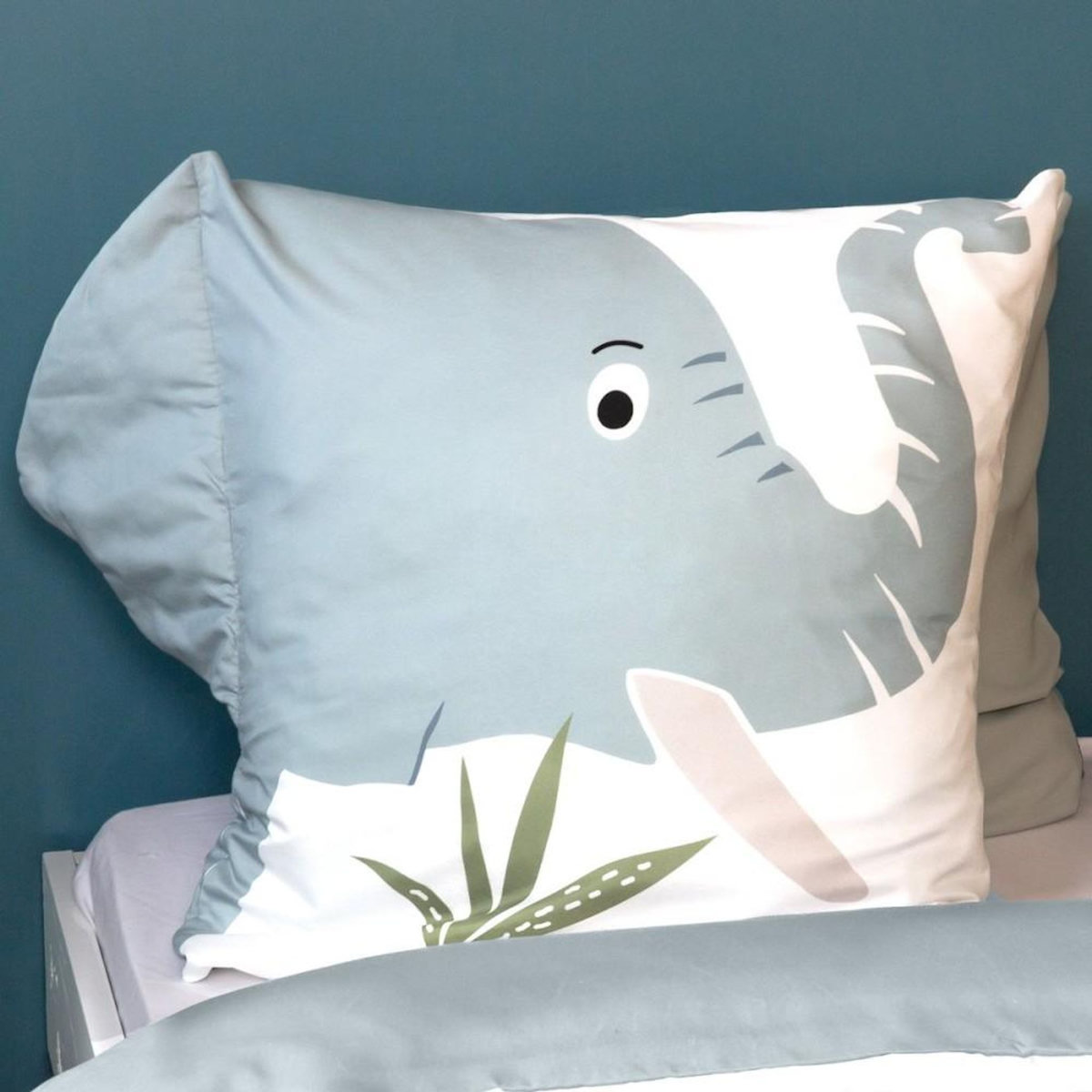 COTE DECO Housse de couette enfant 140x200 + 1 taie Eléphant