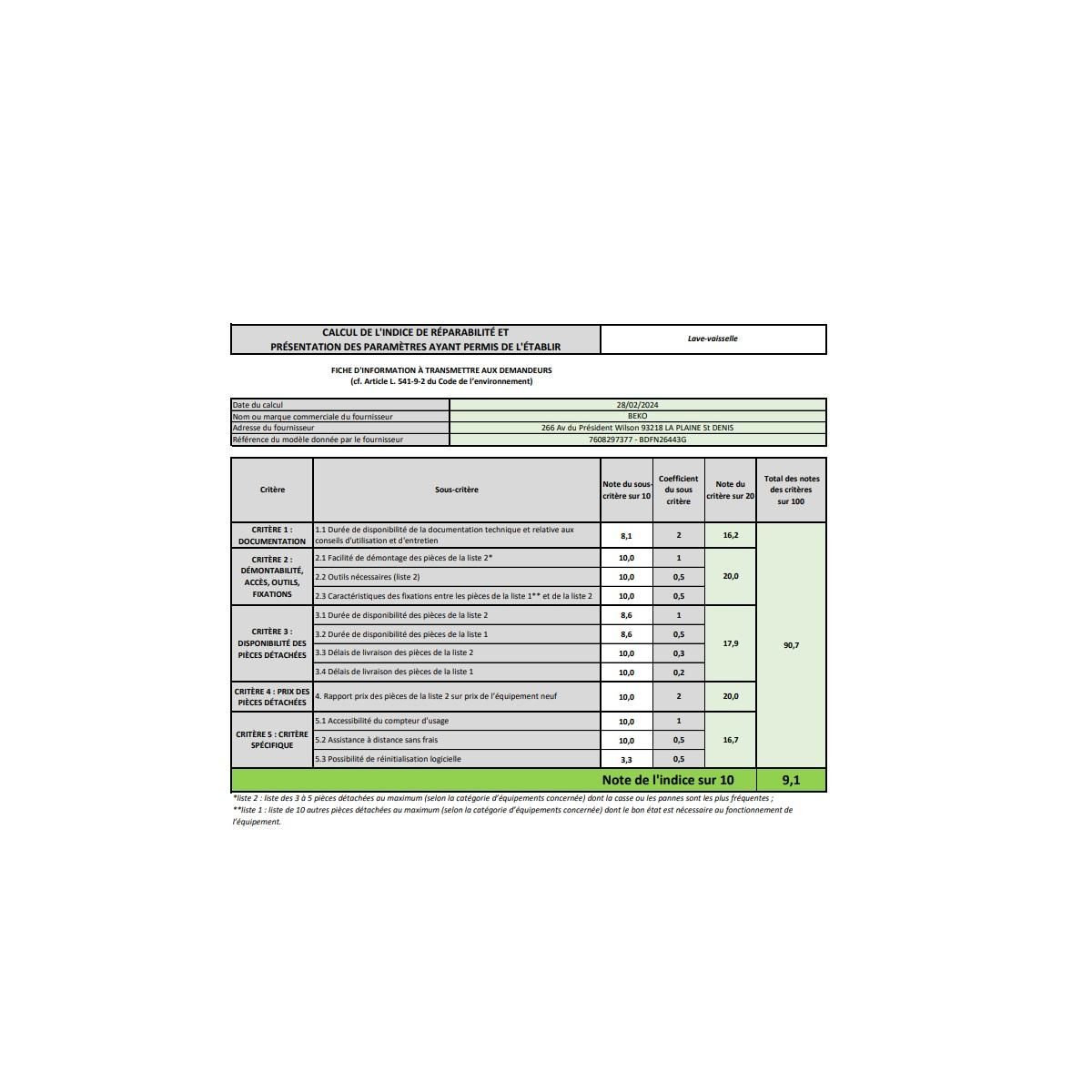 Beko Lave-vaisselle 60cm 14 couverts 42db - BDFN26443G