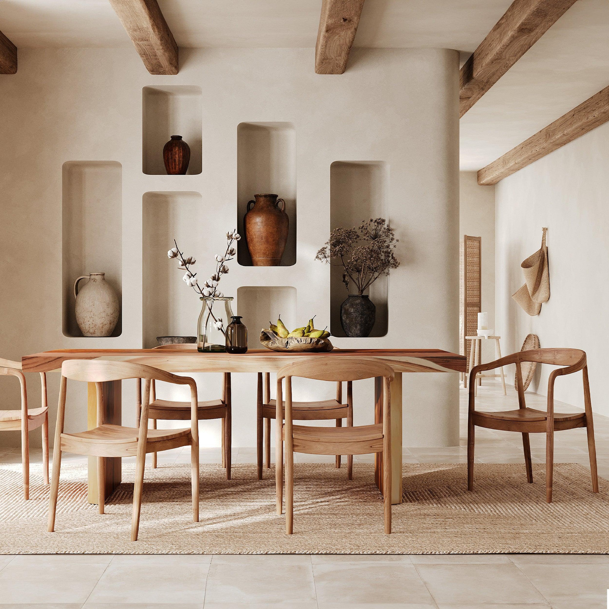 Voir la diapositive 6 : MAISON PAVANE Chaise en bois de teck biseauté-Lombok