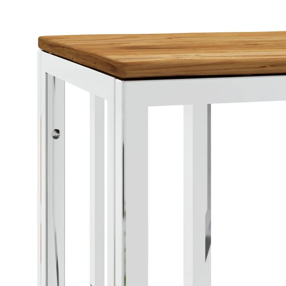 VIDAXL Table console argente acier inoxydable et bois massif d'acacia
