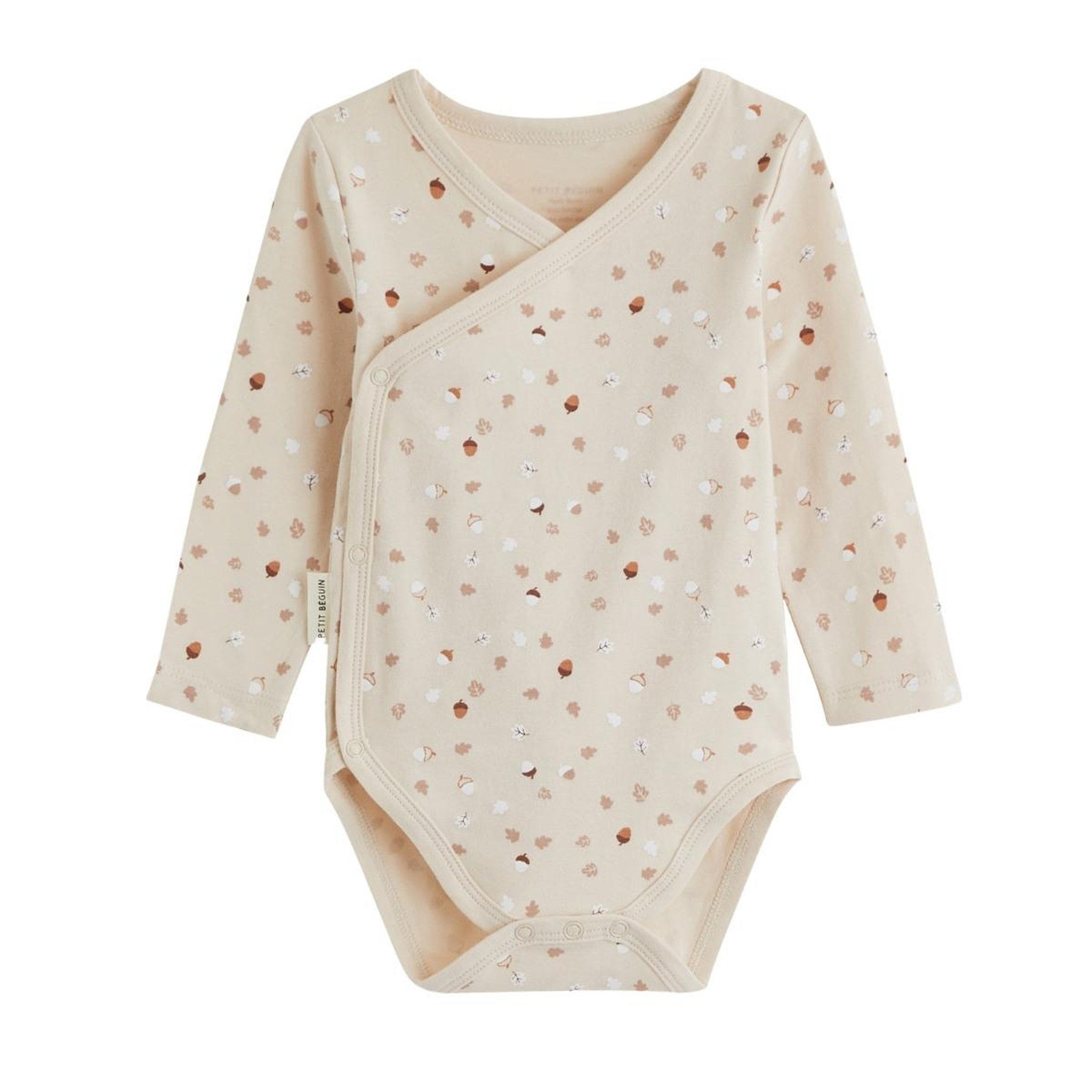 Voir la diapositive 4 : PETIT BEGUIN Lot de 3 bodies bébé manches longues ouverture croisée caramel