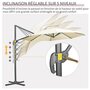Voir la diapositive 5 : OUTSUNNY Parasol déporté octogonal inclinable manivelle avec pied en acier Ø 2,94 x 2,48H m beige clair
