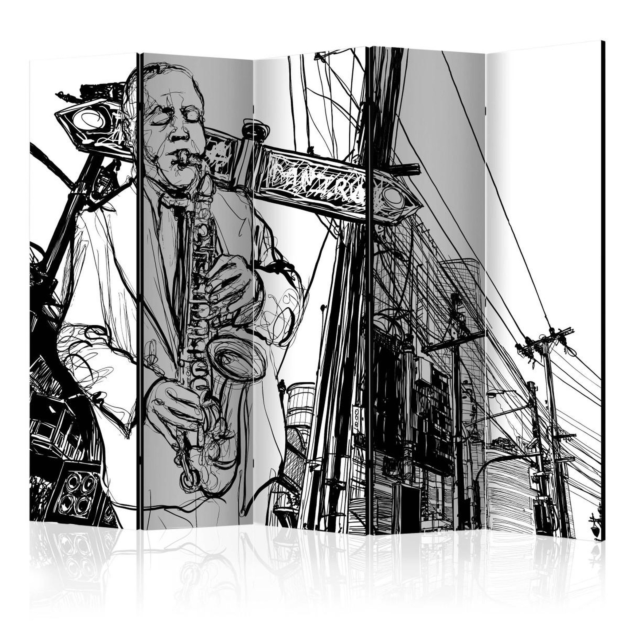 Paris Prix Paravent 5 volets  saxophone recital on broadway  172x225cm