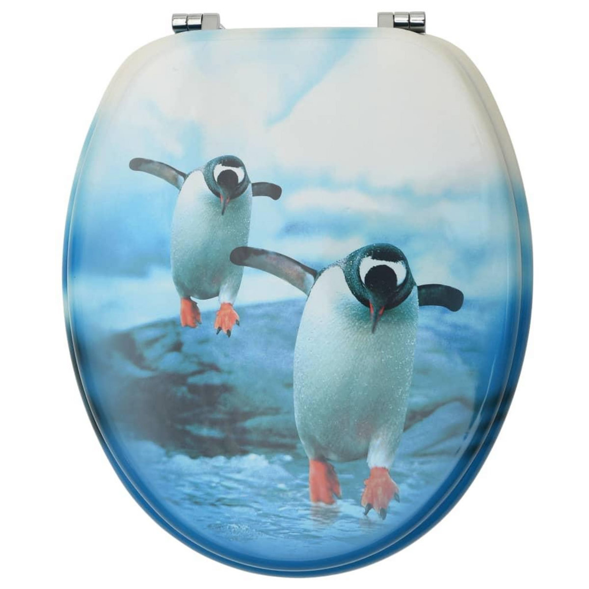 VIDAXL Sieges de toilette avec couvercle 2 pcs MDF Design de pingouins