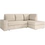 Voir la diapositive 3 : LOUNGITUDE Canapé d'angle droit 3 places convertible ADEN avec coffre en velours côtelé - Beige - L246 x P174 x H96cm - LOUNGITUDE