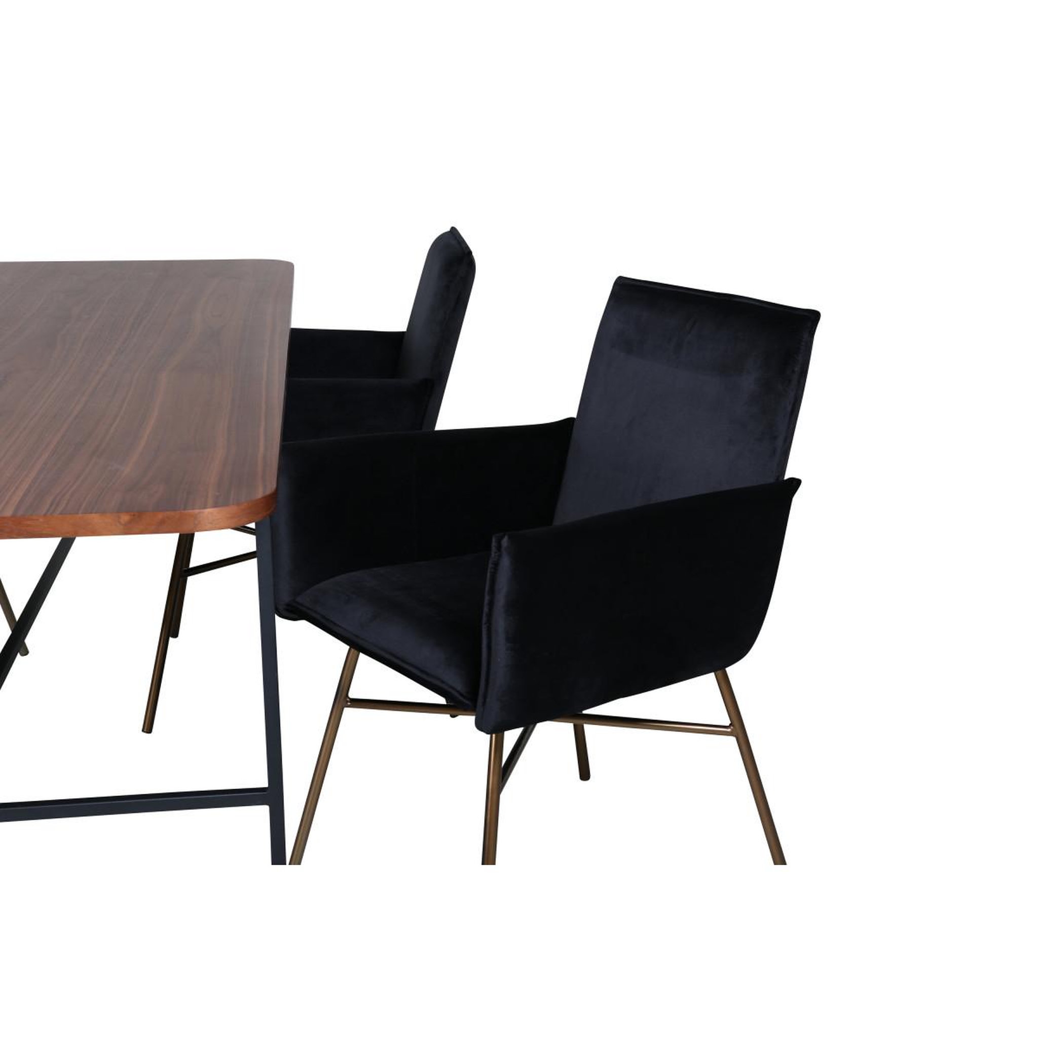Voir la diapositive 4 : Paris Prix Ensemble table à manger & 4 chaises  uno & petra  200cm noir & marron