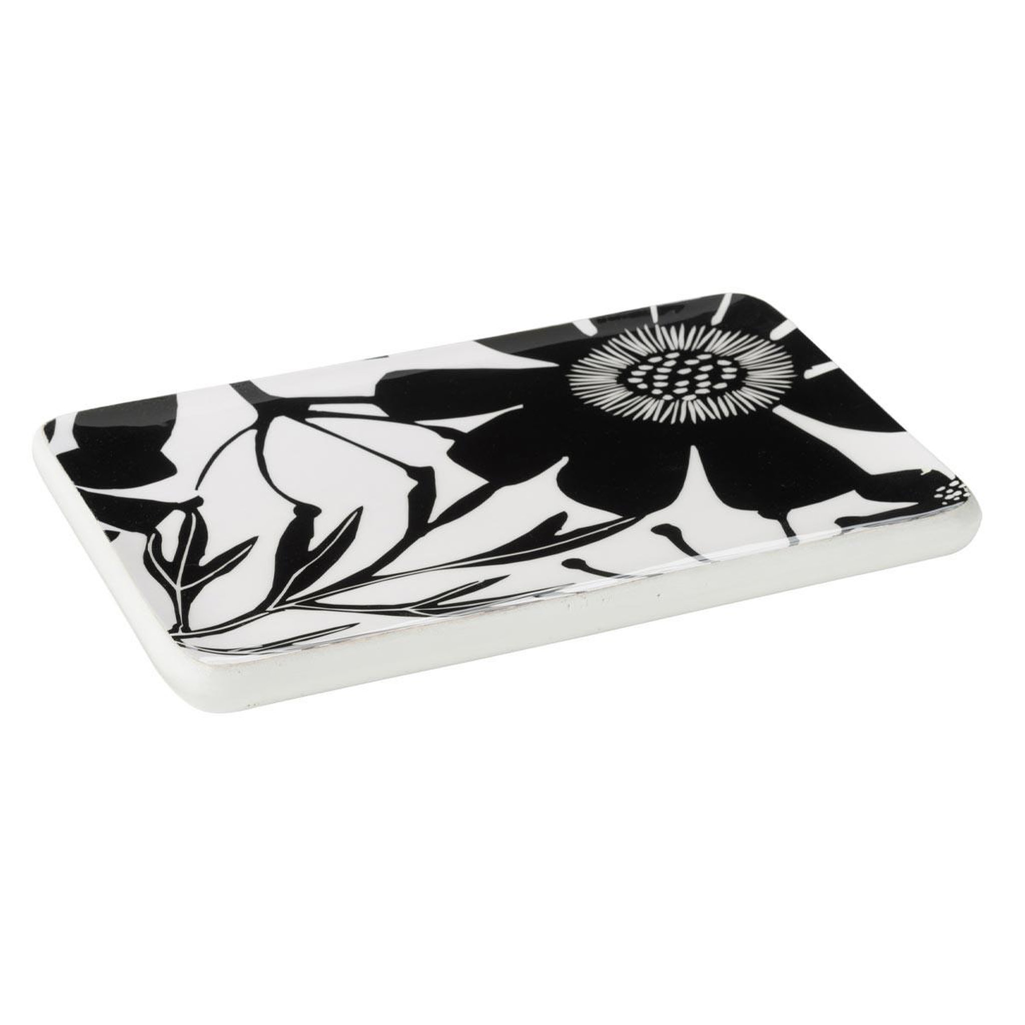 J-LINE Plat de Présentation en Bois  Tod  40cm Noir & Blanc