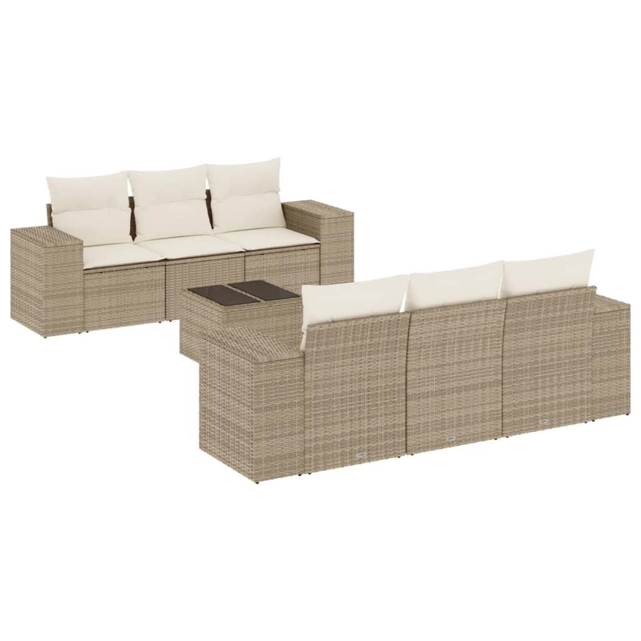 Voir la diapositive 2 : VIDAXL Salon de jardin avec coussins 7 pcs beige resine tressee